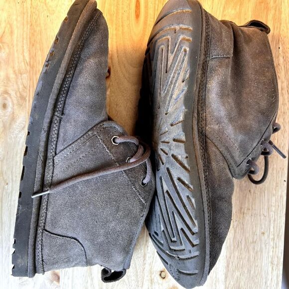 UGG Neumel Mens Boots Charcoal Grey Suede Shearling Lined Chukka Boot main image 5